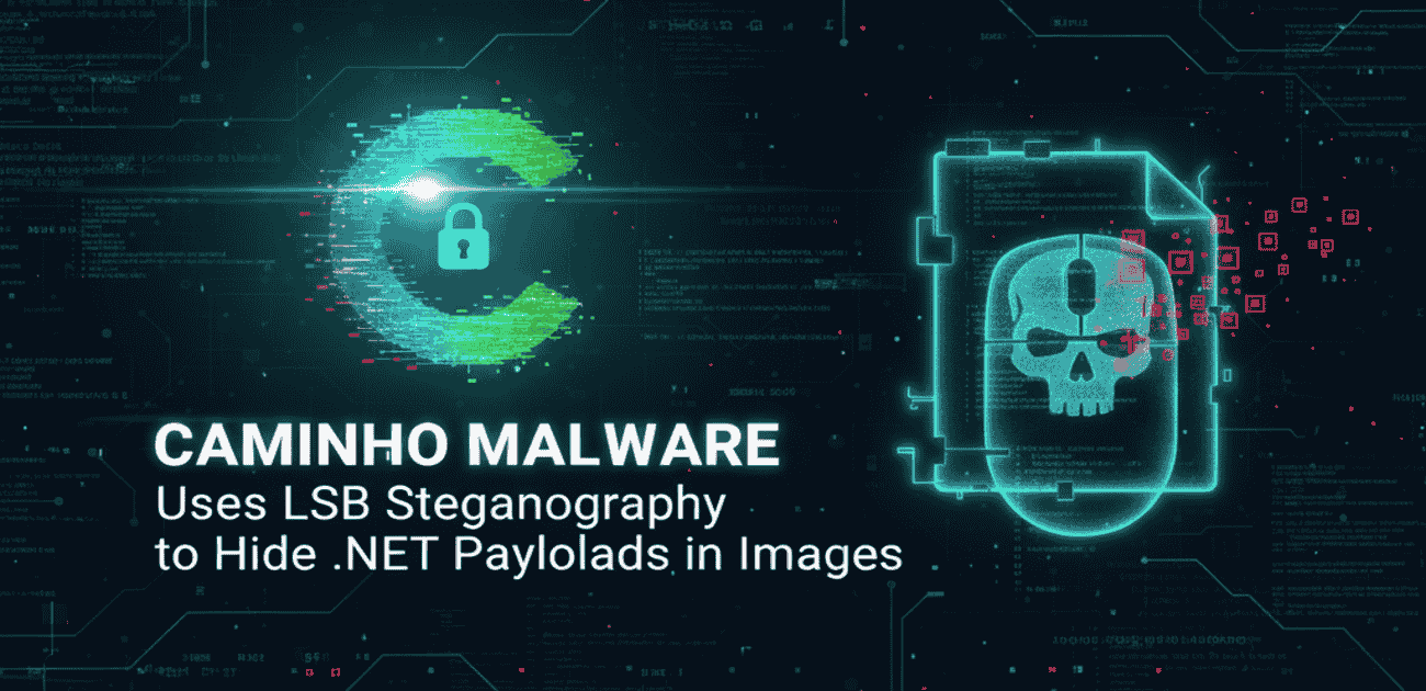 Caminho malware LSB steganography demonstration showing how malicious code is hidden within image files