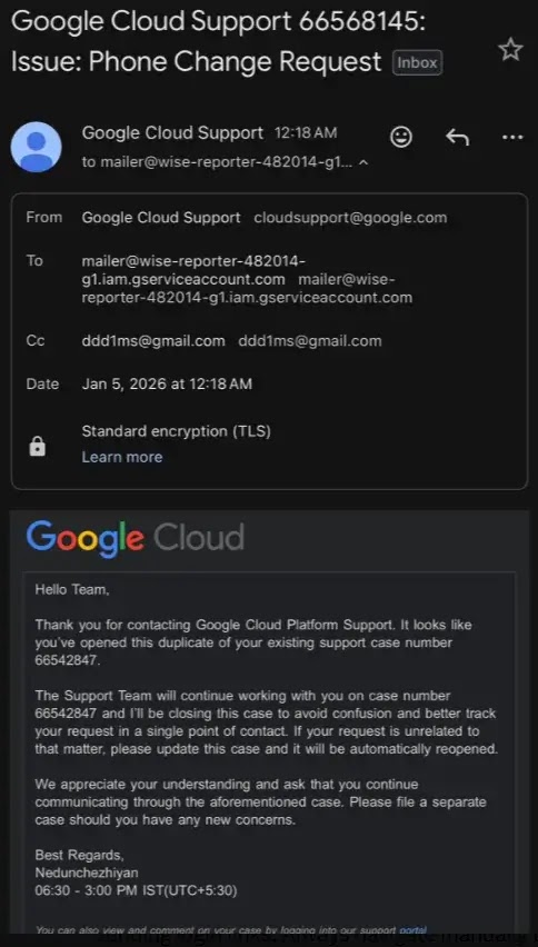 Google Support Phishing Alert visual proof 2026