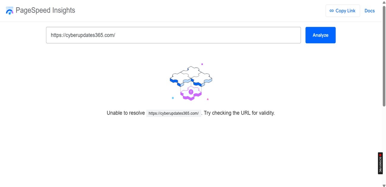 Google PageSpeed Insights Unable to Resolve DNS Error
