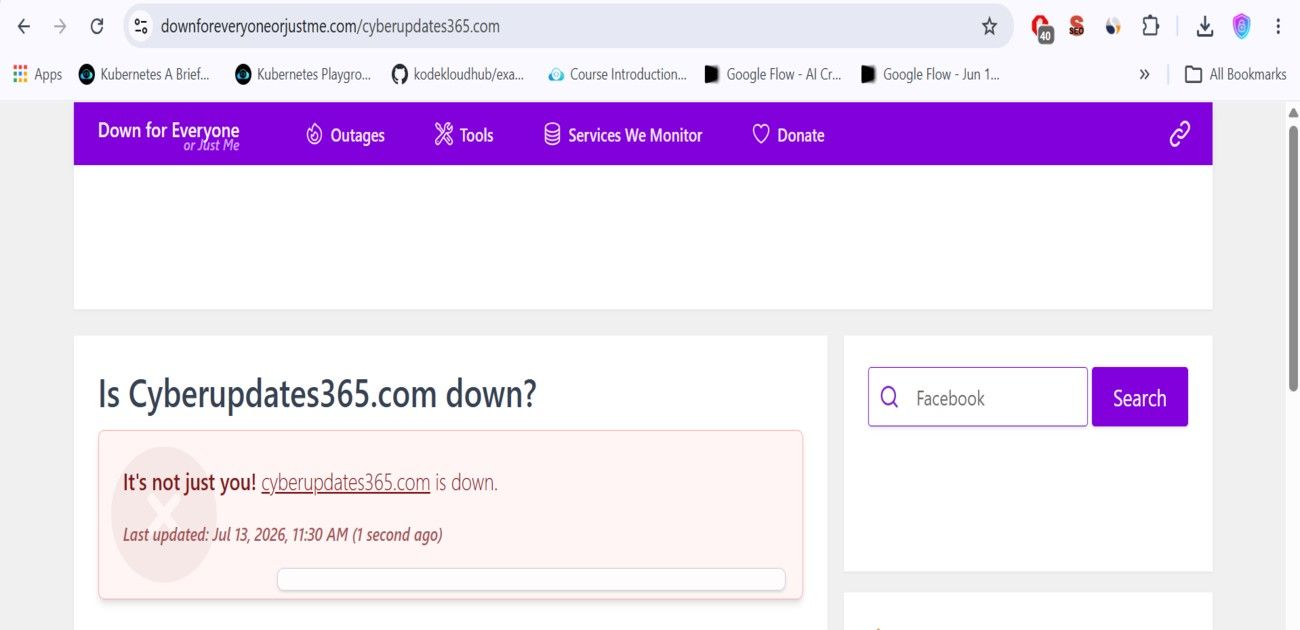 Website Down Status Check CyberUpdates365 Outage