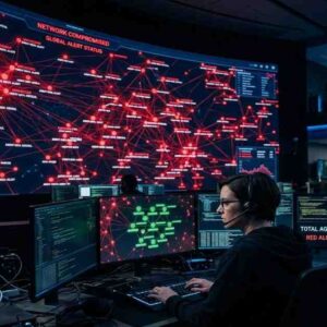 Enterprise AI agent security enforcement control plane visualization showing identity, intent, and access governance.