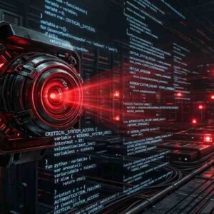 Conceptual visualization of the Kimi K3 AI agent scanning and discovering Redis zero-day vulnerabilities.
