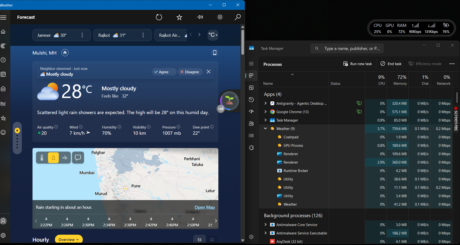 Windows 11 Weather app RAM usage