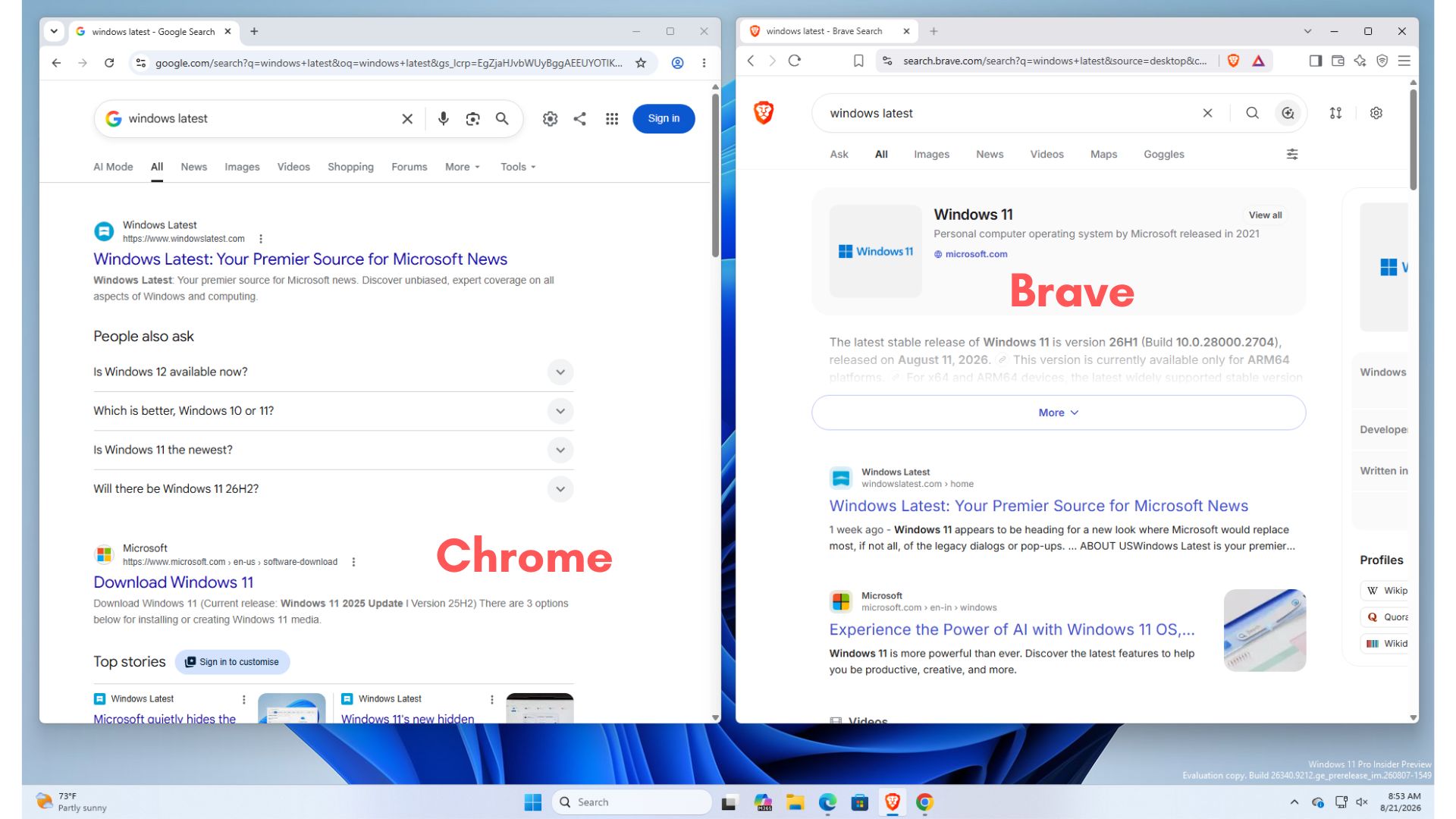 MicrosoftSettings.exe targeting Google Chrome and Brave browsers to install Bing extension