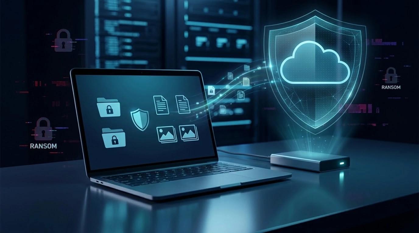 protecting important documents and data with cloud and external drive backups against ransomware