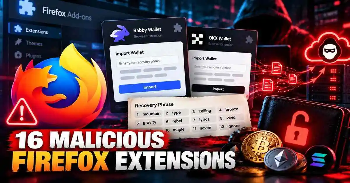 16 Malicious Firefox Extensions Steal Crypto Wallet Recovery Phrases