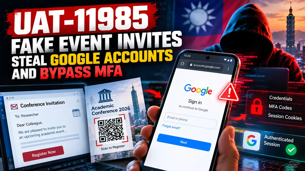 UAT-11985 Fake Event Invites Steal Google Accounts Through AitM Phishing